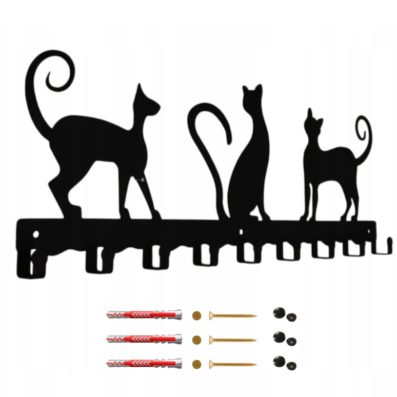 Obrazek (1) Wieszak na ubrania ścienny "Koty" - obrazek 1
