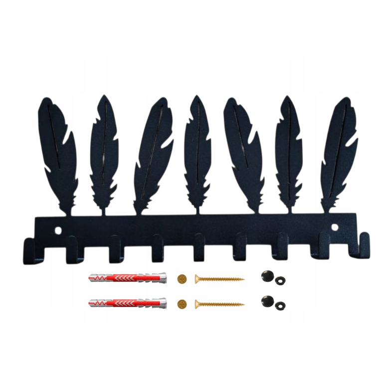 Obrazek (15) Metalowa półka na klucze "Pióra" - obrazek 1